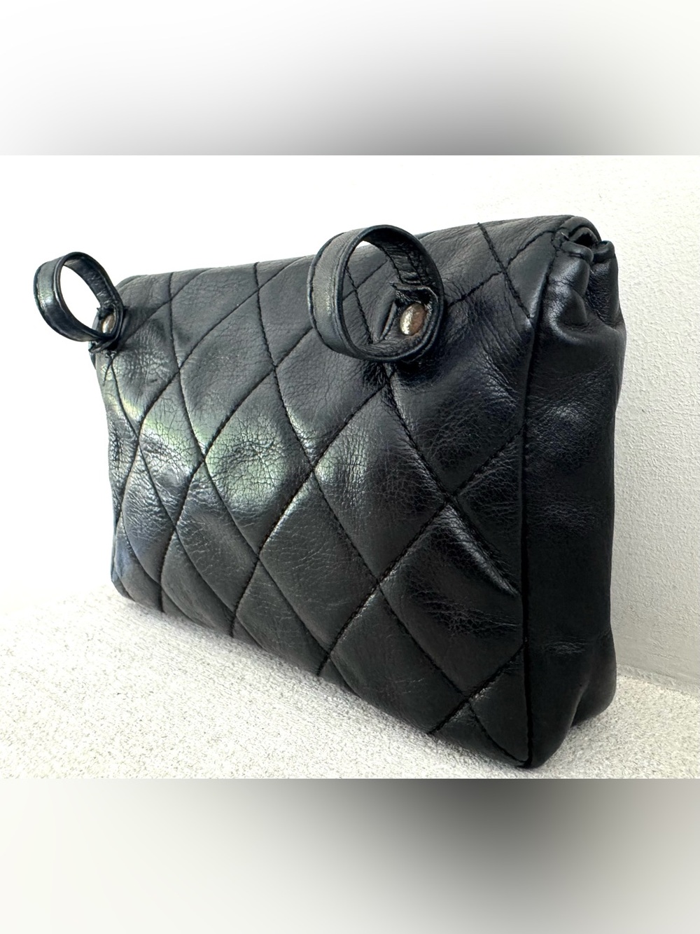 CHANEL Vintage Black Quilted Lambskin CC Turn Lock Belt Bag Bum Bag 75/30 - Picture 3 of 16